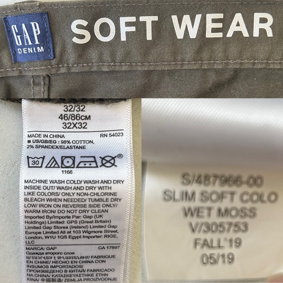 GAP Men's Soft Wear Slim Fit Denim Pants Dark Moss Khaki Green Size 32 - Picture 2 of 13